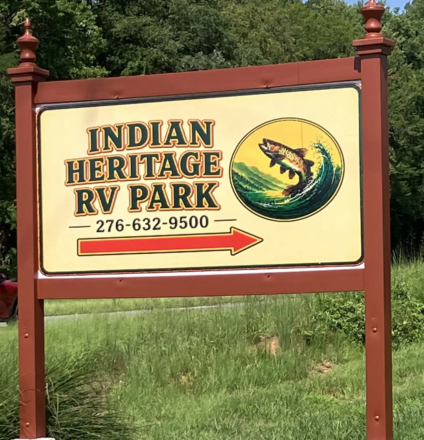 Indian Heritage RV Park roadside sign